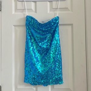 Brand new never worn: Show Me Your MuMu Turquoise Aqua Sequin Dress
